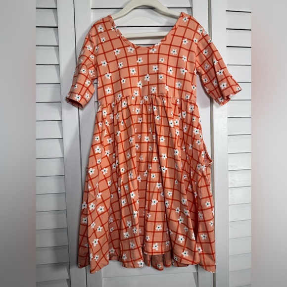 Hanna Andersson Print Skater Dress with Pockets Floral & Grid Size 120cm 6-7 - Picture 4 of 4